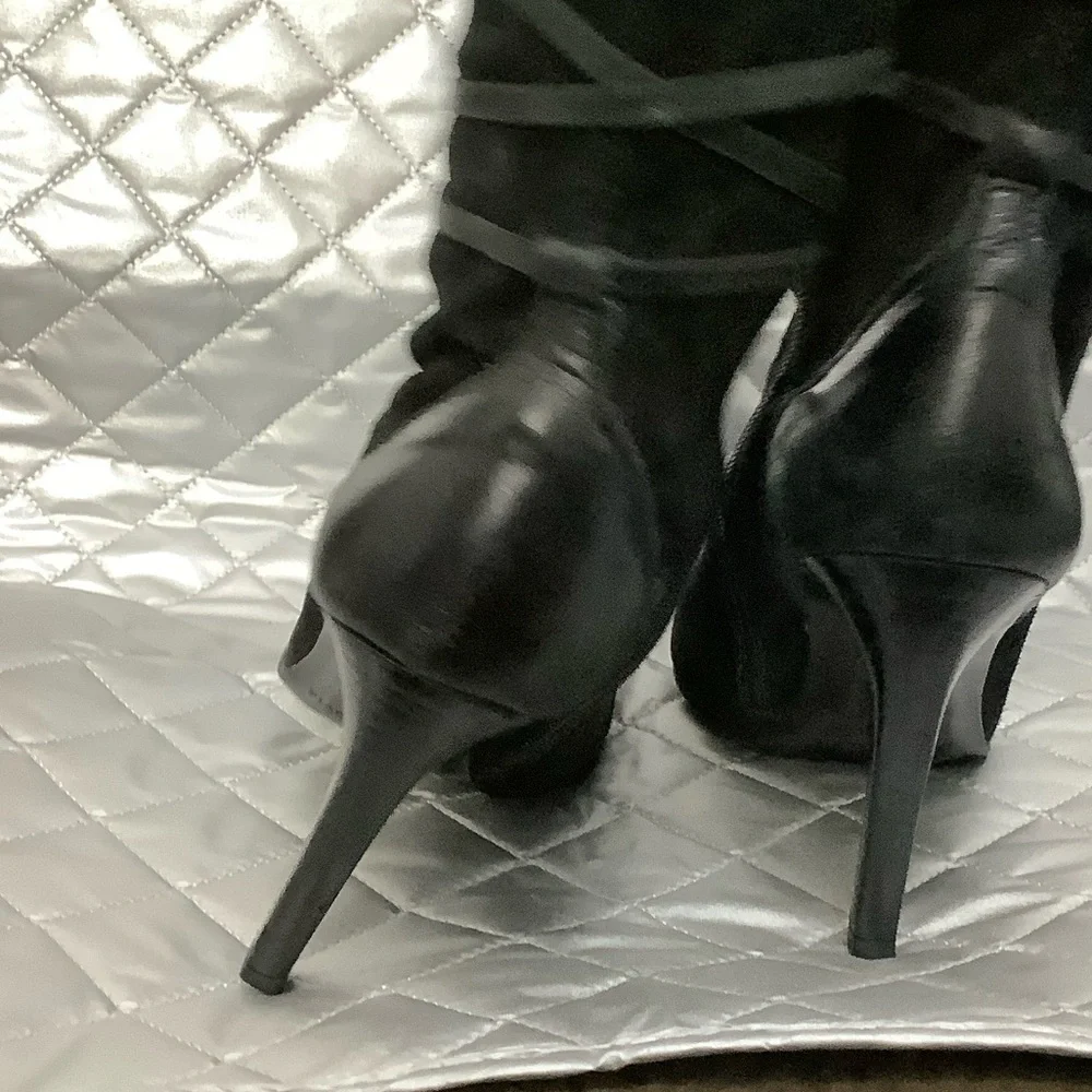 Charles David Black suede Heeled Boots, Size 7.5 - Picture 5 of 14